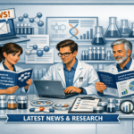 Illustrated cartoon showing veterinary pharmacology and toxicology professionals reviewing research and news, with animals, laboratory symbols, data charts, and a globe, and prominent copies of the Journal of Veterinary Pharmacology and Therapeutics highlighting the organisation’s role in sharing scientific updates and advances.